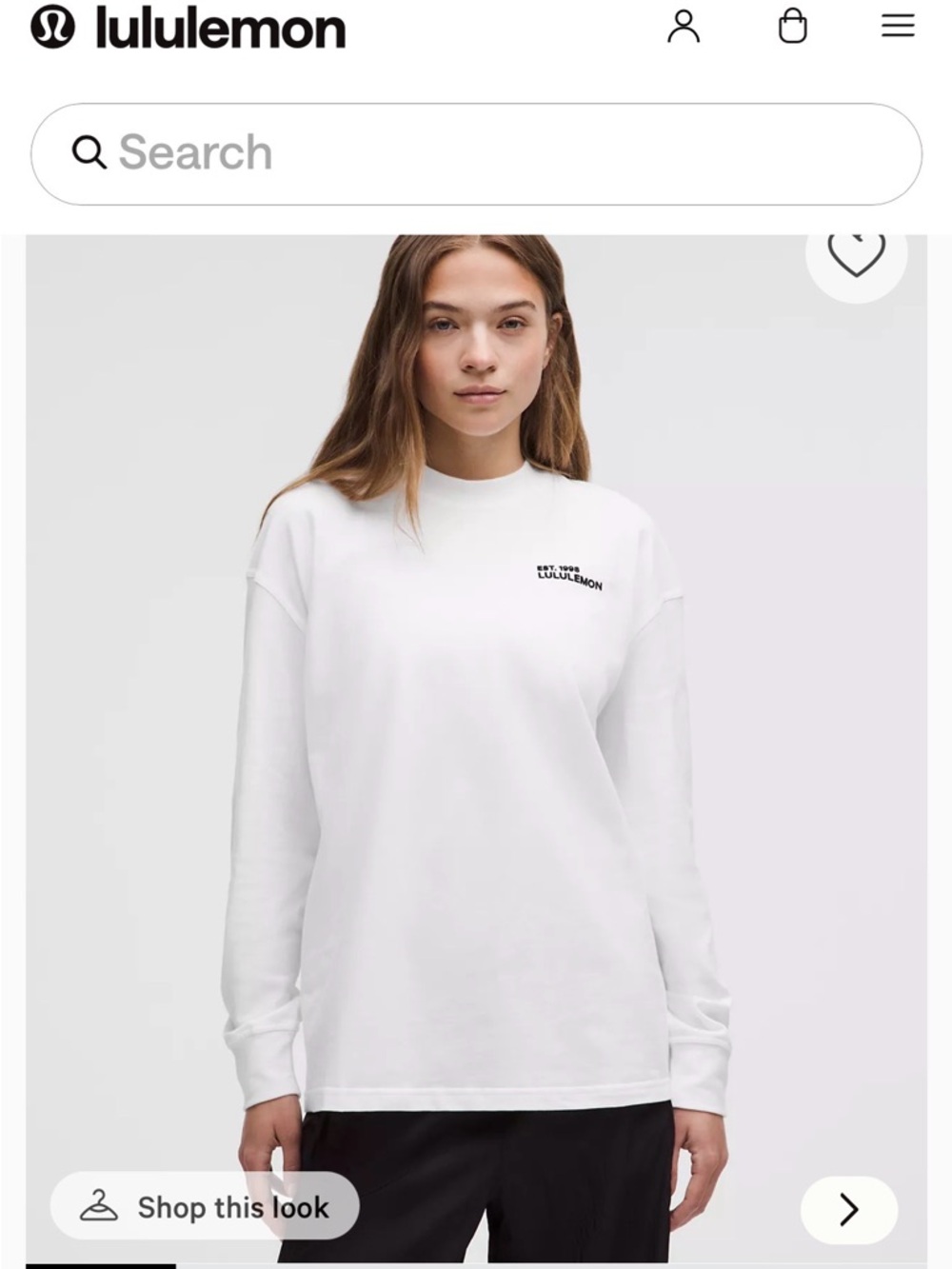 NWT Lululemon Heavyweight Cotton Crewneck Long-Sleeve Shirt - White - Medium - Picture 5 of 6